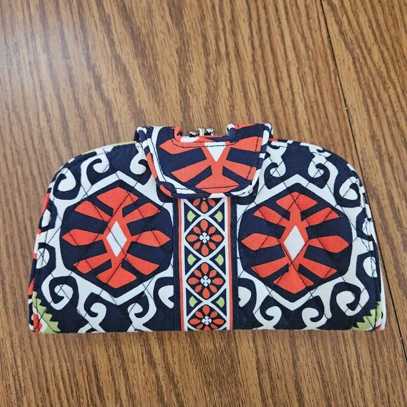 Vera Bradley Clutch Sun Valley Kiss n' Snap Double Kiss Lock Organizer Wallet - Picture 1 of 9